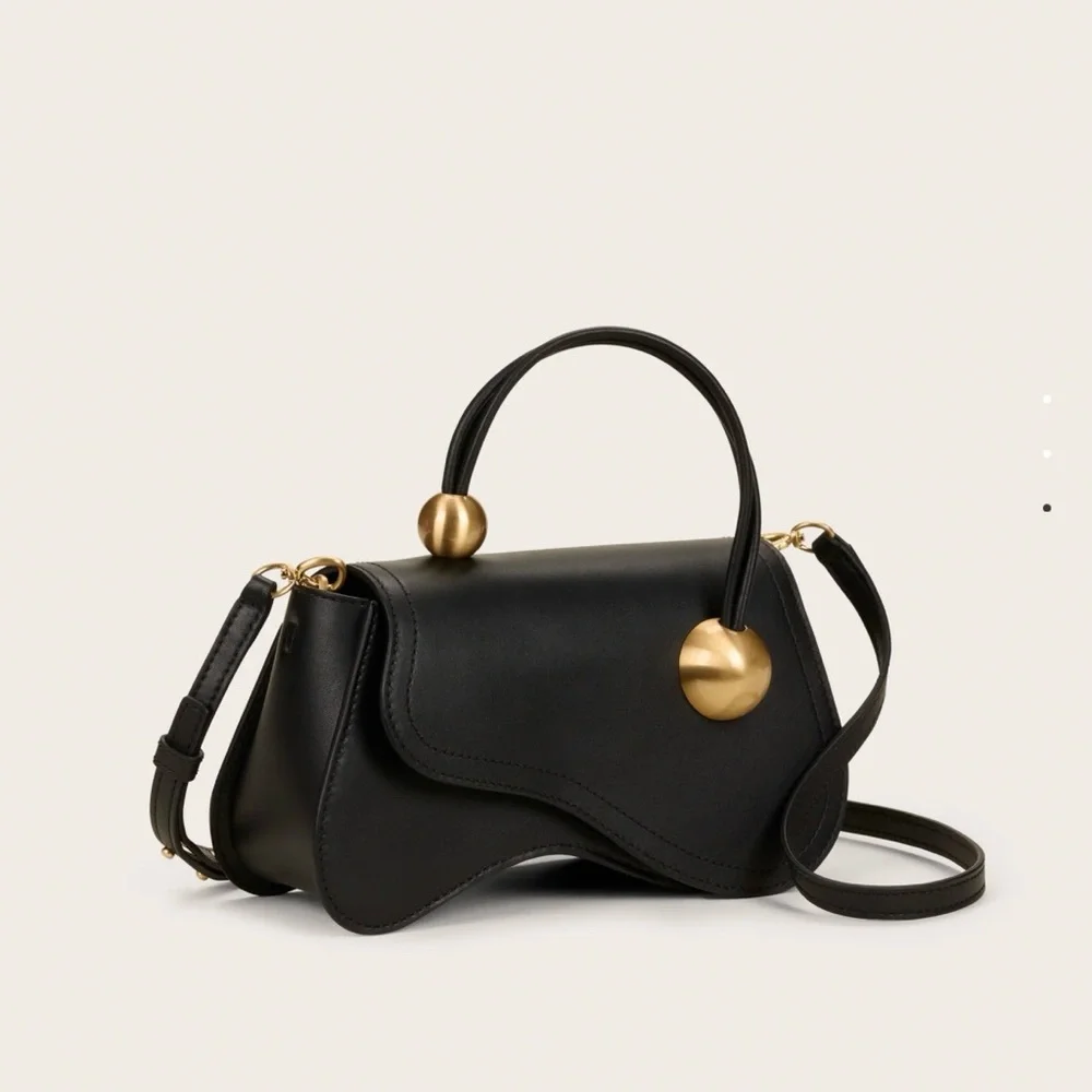 Cult Gaia Kazia Crossbody in Black – NWT Sculptural Leather + Gold Orbs - Picture 1 of 9
